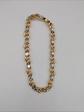 Gold-Tone Chain Necklace with Clear Crystal Accents
